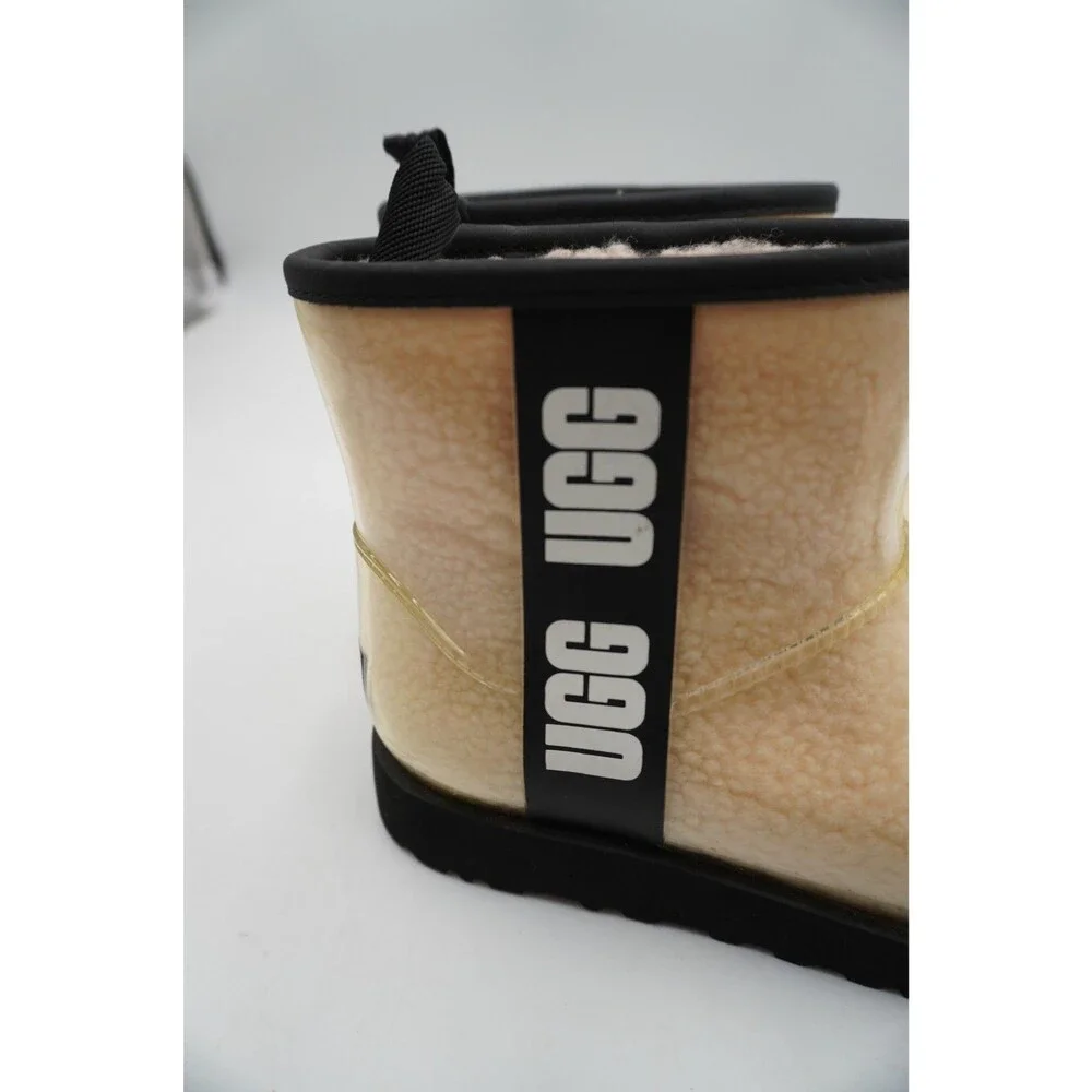 UGG CLASSIC CLEAR MINI NATURAL/BLACK WATERPROOF BOOT US 8/ EU 39 /UK 6 Shearling